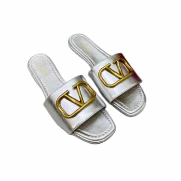 Valentino Garavani Vlogo Signature Slide Sandal Silver view 2