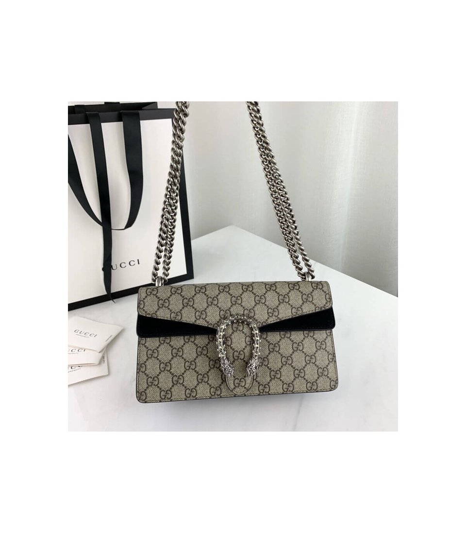Gucci Dionysus Small Shoulder Bag in GG Supreme with Crystals Black 25cm view 11