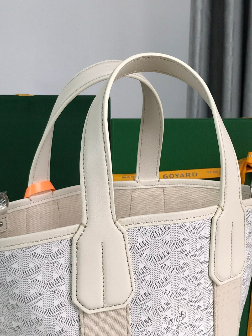 Goyard Small Belharra 24 Cm White Goyardine Canvas And Lambskin view 8