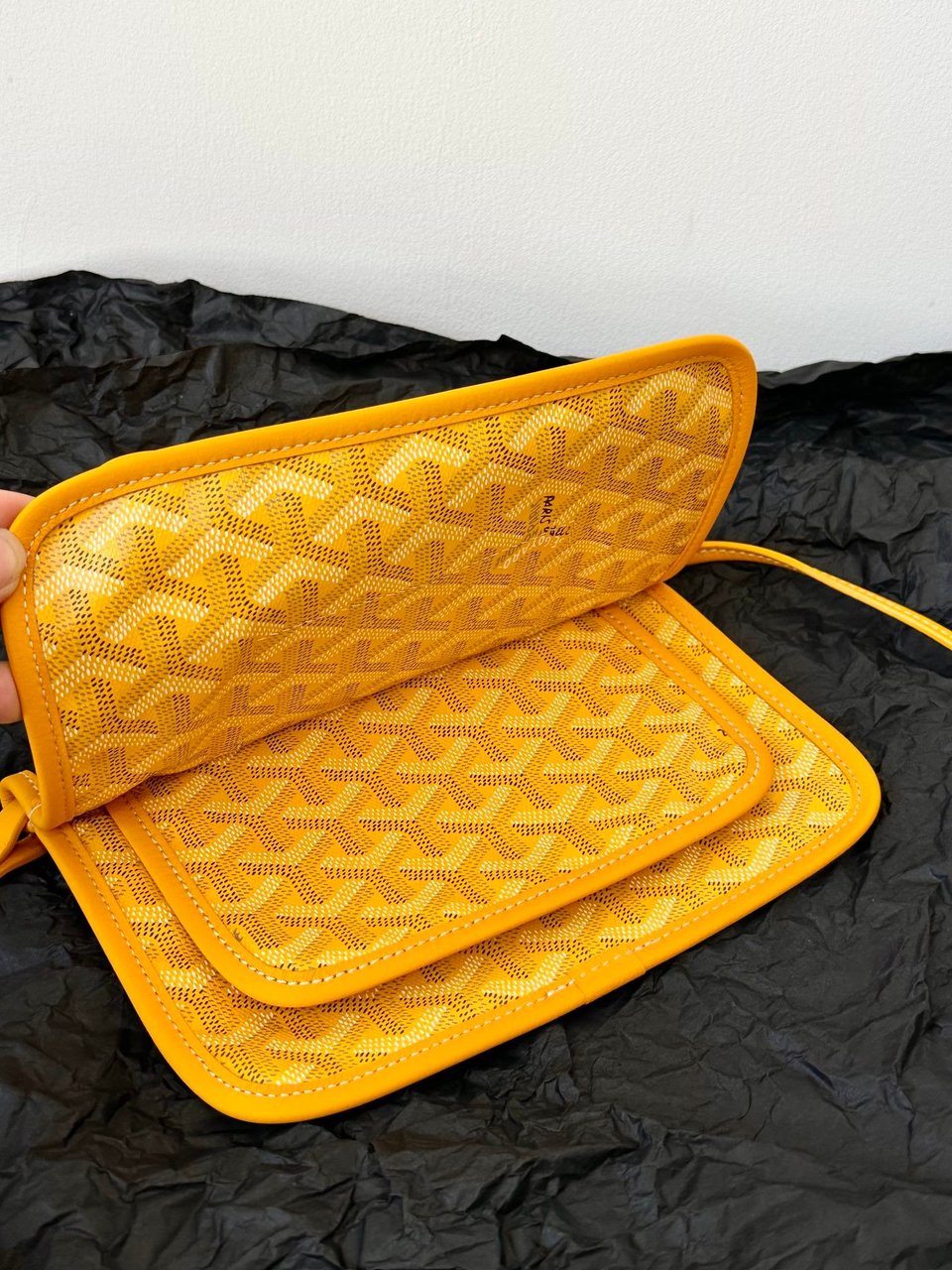 Goyard Plumet Pocket Wallet 20cm Yellow Goyardine Canvas And Lambskin Trim view 10