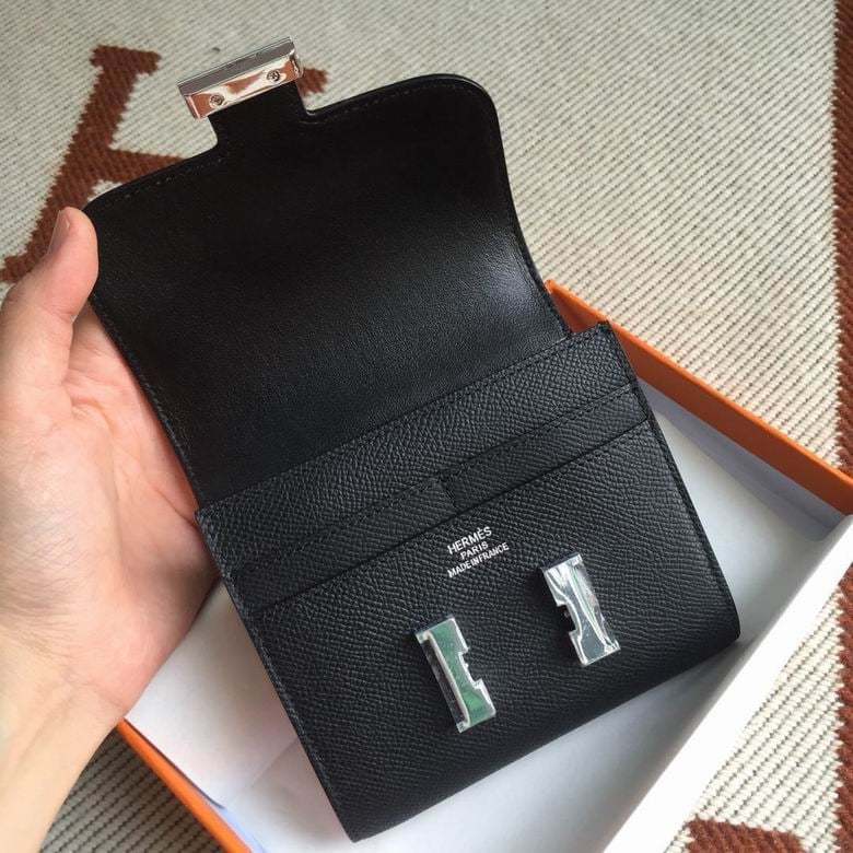 Hermès Epsom Calfskin Wallet with “H” Closure Black 12.4cm view 10