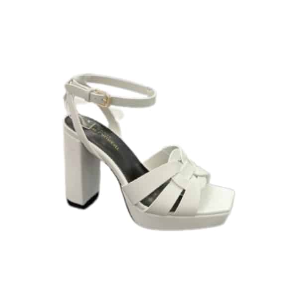Saint Laurent Tribute Platform Sandals In Smooth Leather White view 2