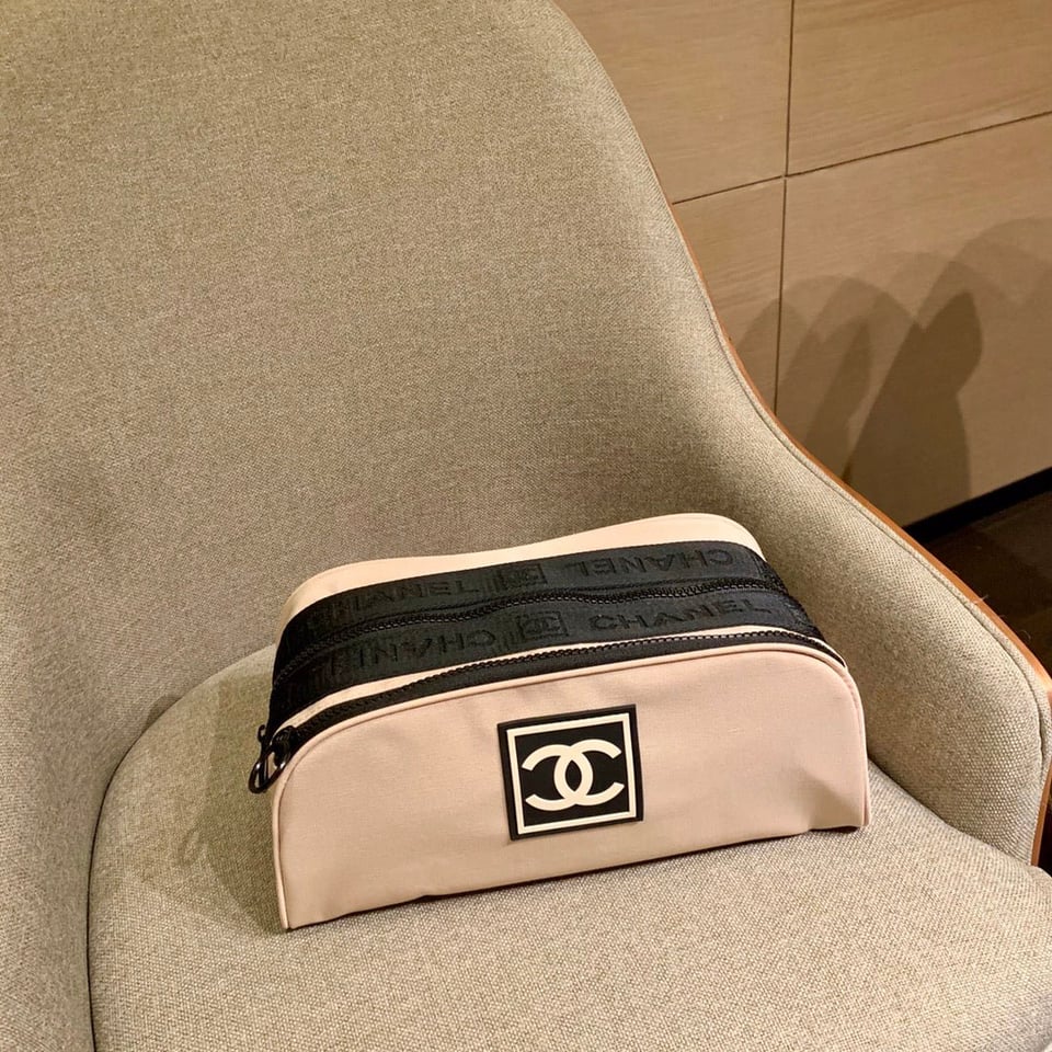 Chanel Sport Line Clutch Bag 26 Pastel Pink Canvas view 2