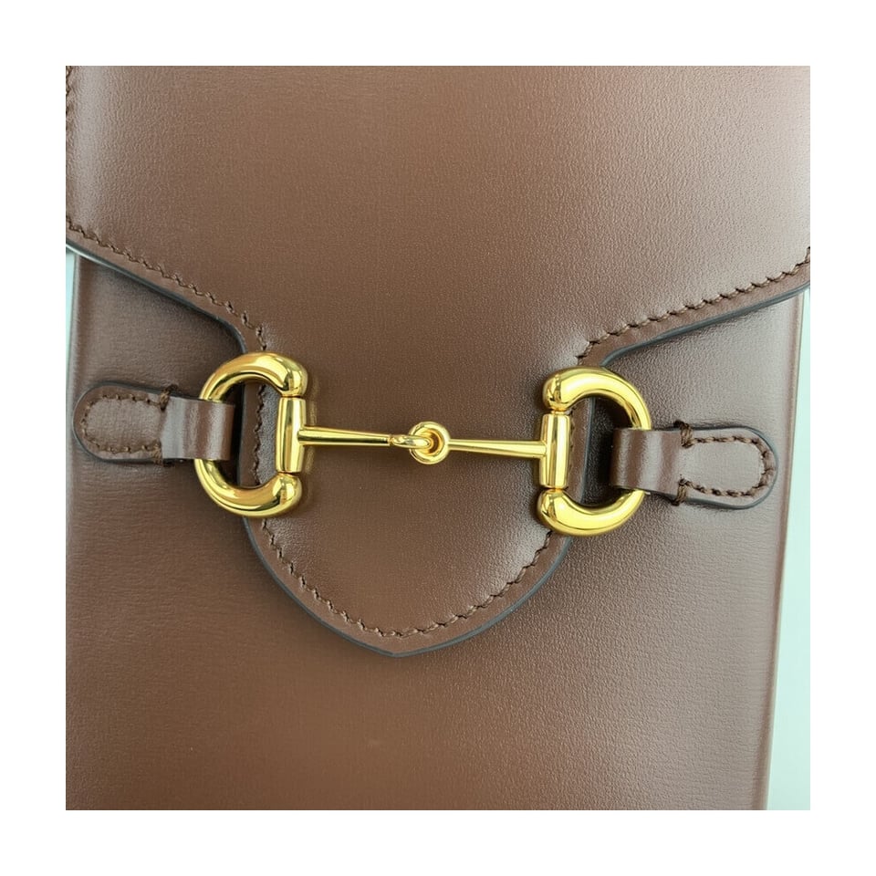 Gucci Horsebit 1955 Mini Bag in Brown Leather view 7