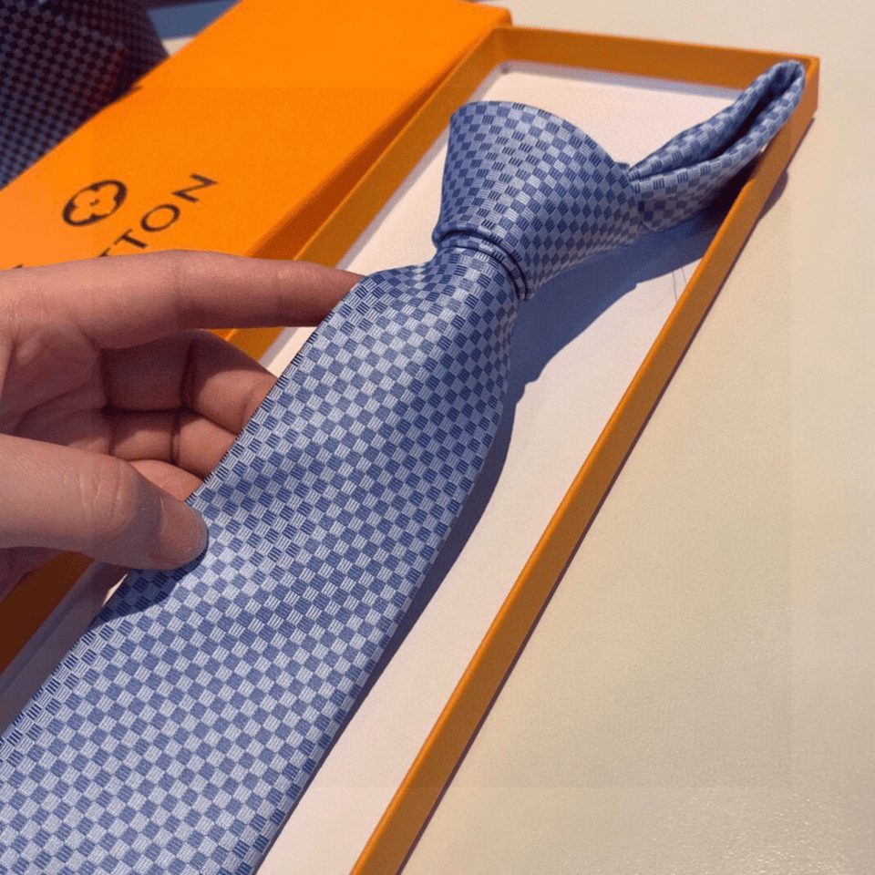 Louis Vuitton Blue Geometric Woven Canvas Tie For Men view 3