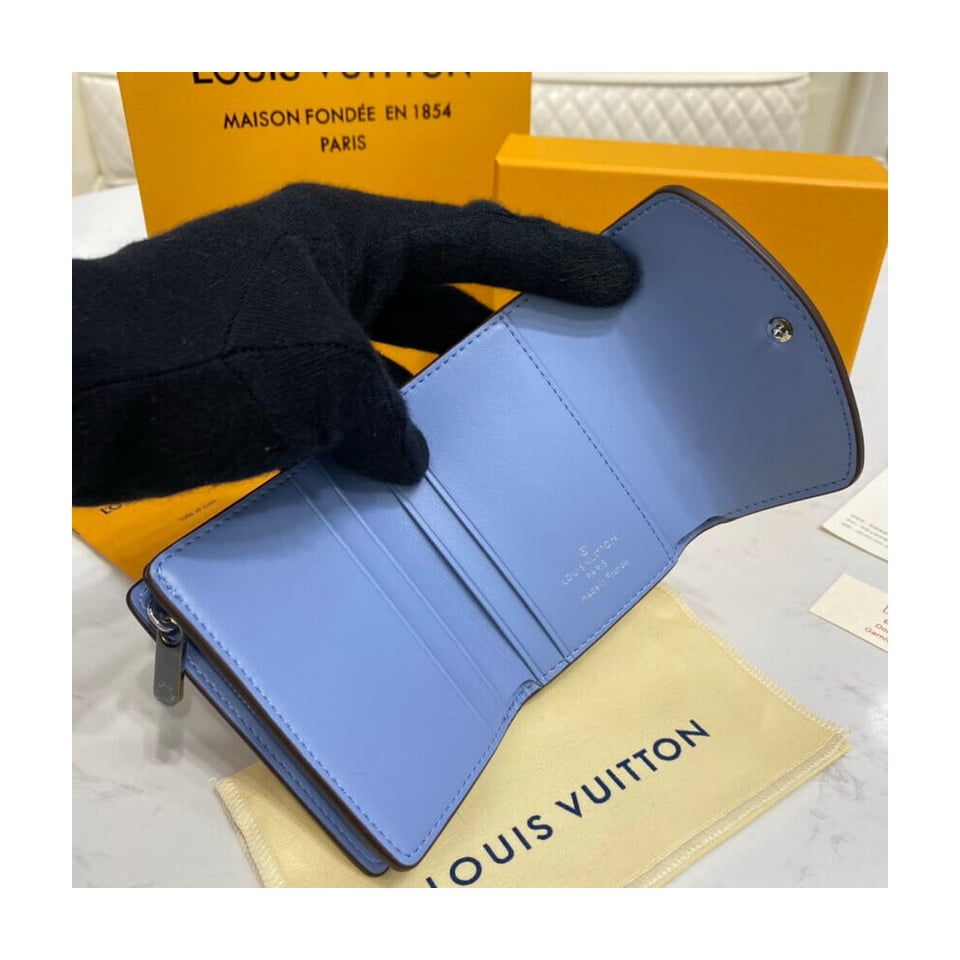 Louis Vuitton Iris XS Wallet in Blue Gradient Mahina Perforated Leather view 8