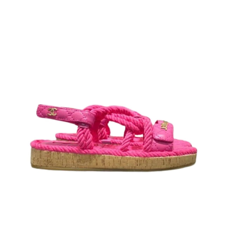 Chanel Rope Sandals Strap Pink view 2