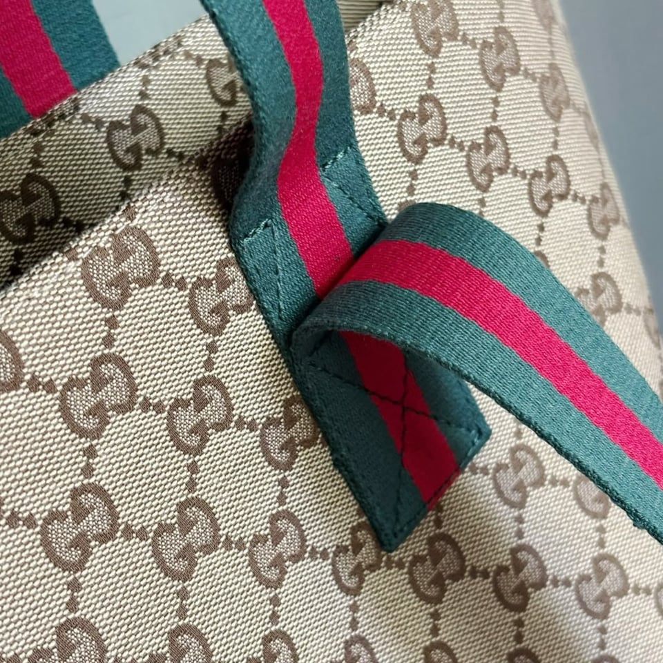 Gucci GG Medium Tote Bag 36cm/14.2in Sand And Brown GG Canvas ‎875929 view 11