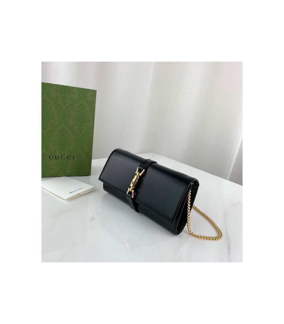 Gucci Jackie 1961 Black Calfskin Chain Wallet 19cm view 4