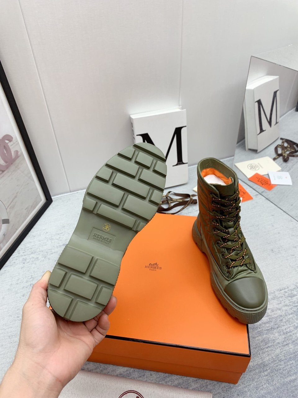 Hermes Fresh Ankle Boots Green view 8