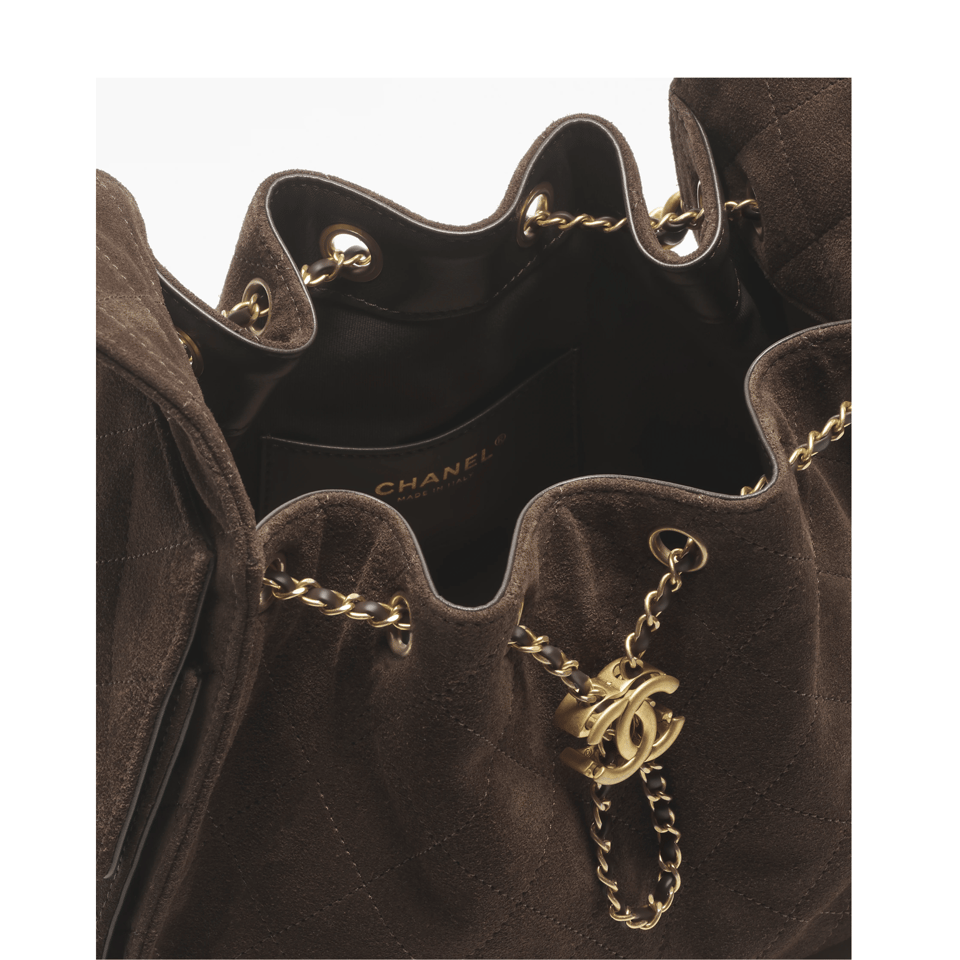 Chanel Suede Calfskin Gold Tone Metal Handbag 30cm/11.8in view 5