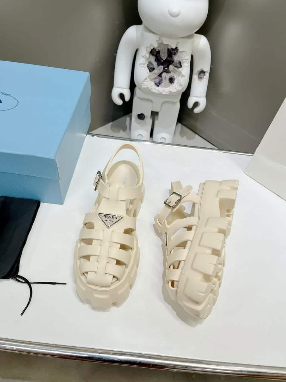 Prada Rubber Monolith Sandals Quartz 1X853M 3Lkk F0482 F Dd55 view 4