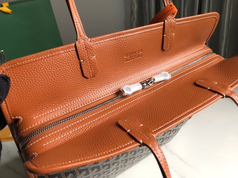 Goyard Hardy Pm Bag 40 Cm Black Goyardine Canvas And Tan Taurillon Leather Trim view 5
