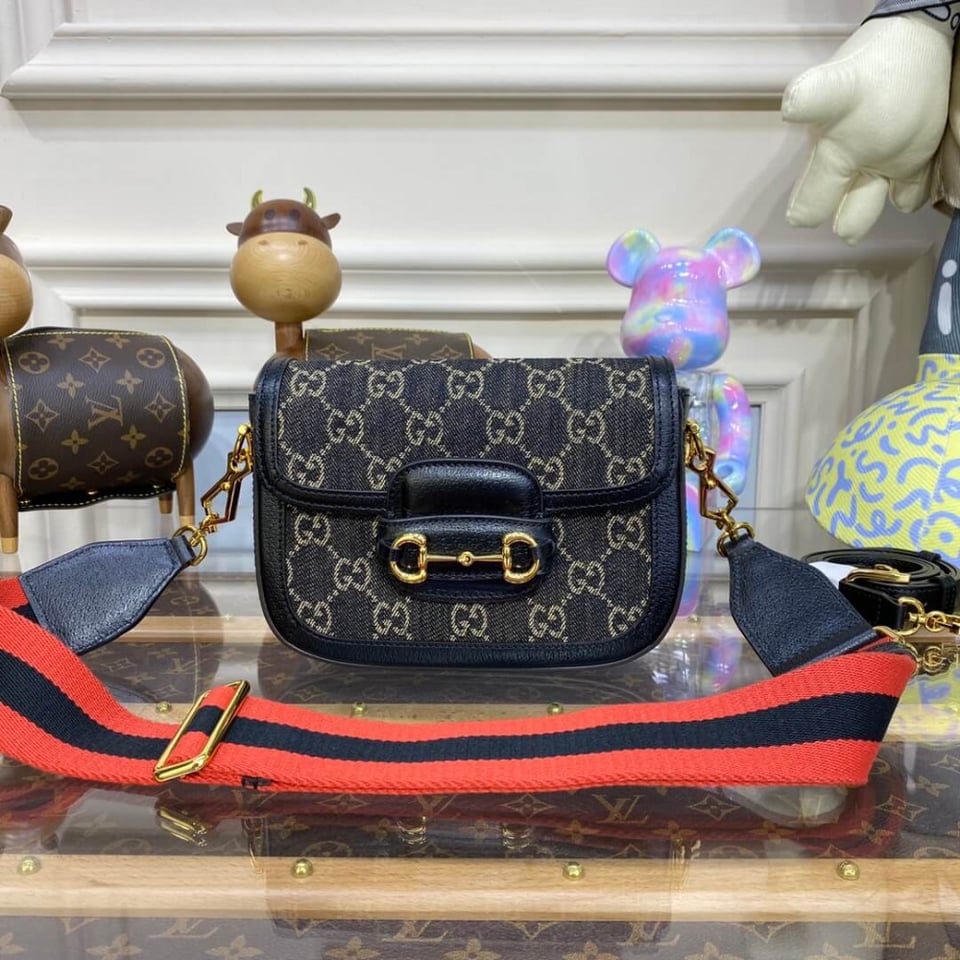 Gucci Horsebit 1955 Denim Mini Bag Black view 2