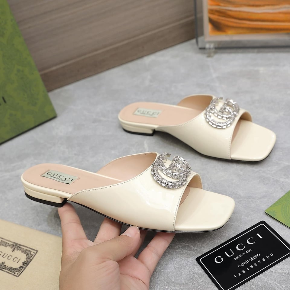 Gucci Gg Crystal Slippers White view 7