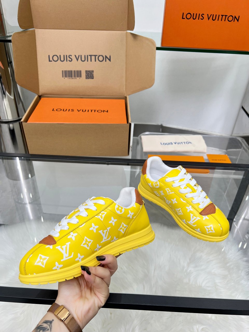 Louis Vuitton LV Trainer Sneaker Yellow Monogram – Leather – Women’s Shoes view 8