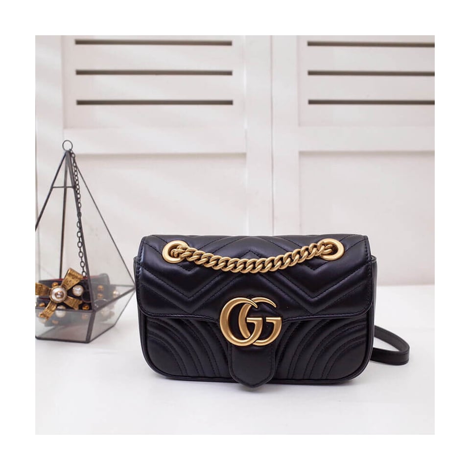 Gucci GG Marmont Matelasse Chevron Leather Mini Bag Black view 5