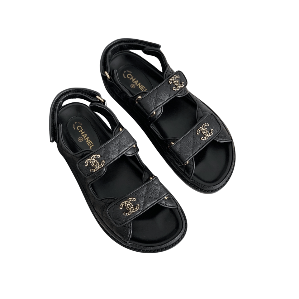 Chanel Quilted Dad Sandal Black For Women view 2