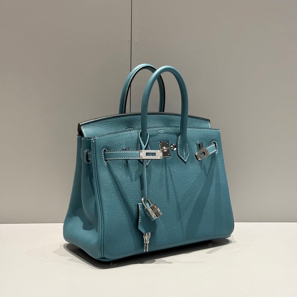 Hermes Birkin 25Cm Teal Green Togo Leather Silver Hardware 237510 view 2