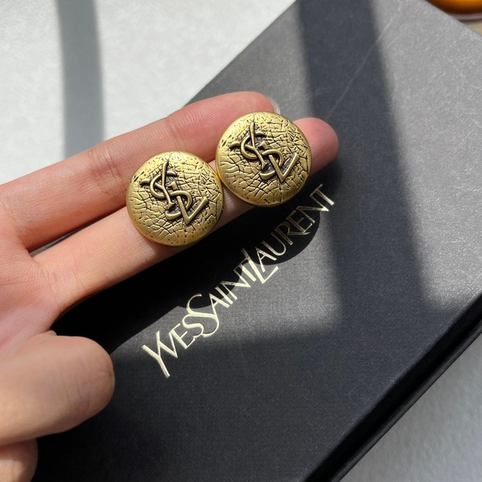 Saint Laurent Ysl Round Earrings Gold view 5