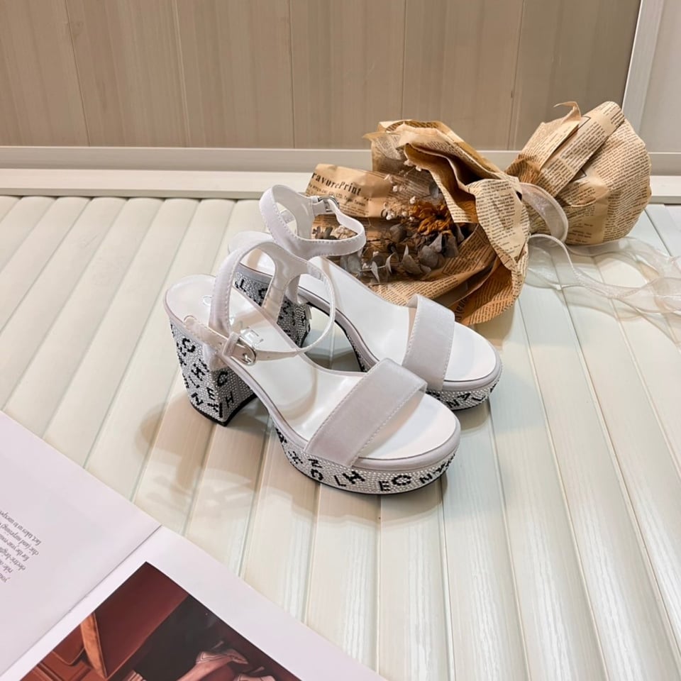 Chanel Sandal Pump Stone Beads Black Silver G45365 B15306 view 5