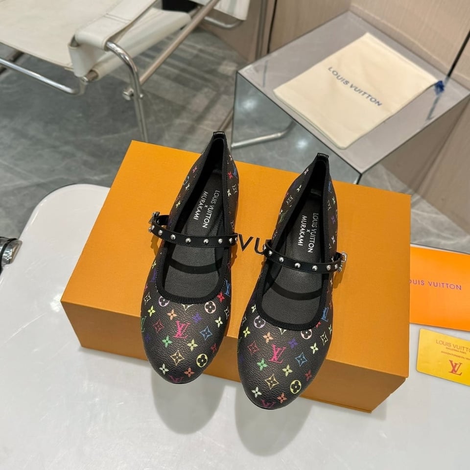 Louis Vuitton X Takashi Murakami Romy Flat Ballerina Black 1Agvc3 view 3