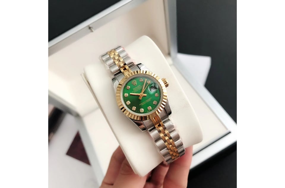 Rolex Datejust 36/28mm RG/SS Jub Green/Dial view 7