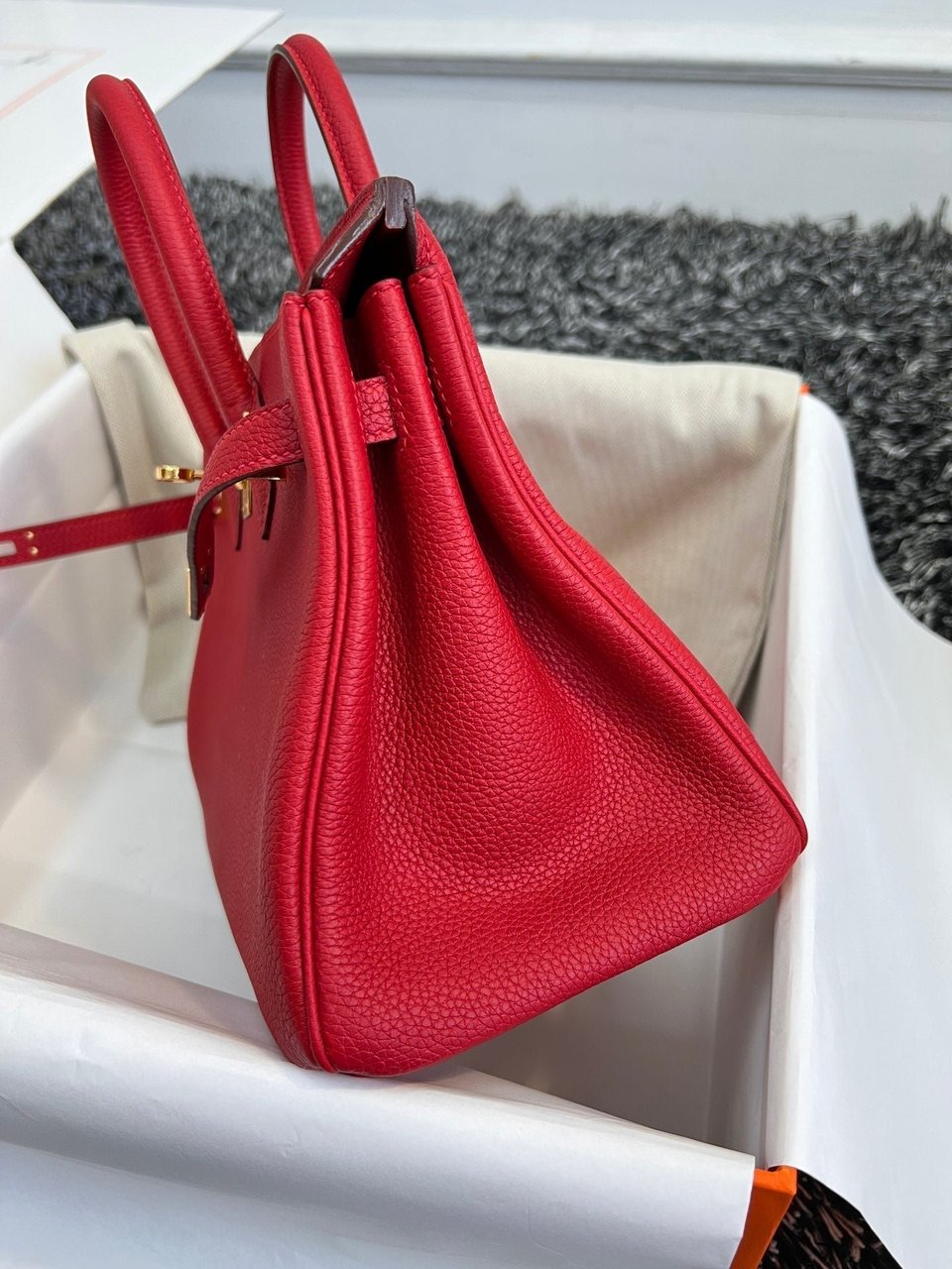 Hermes Birkin 25Cm Red Togo Leather Gold Hardware view 5