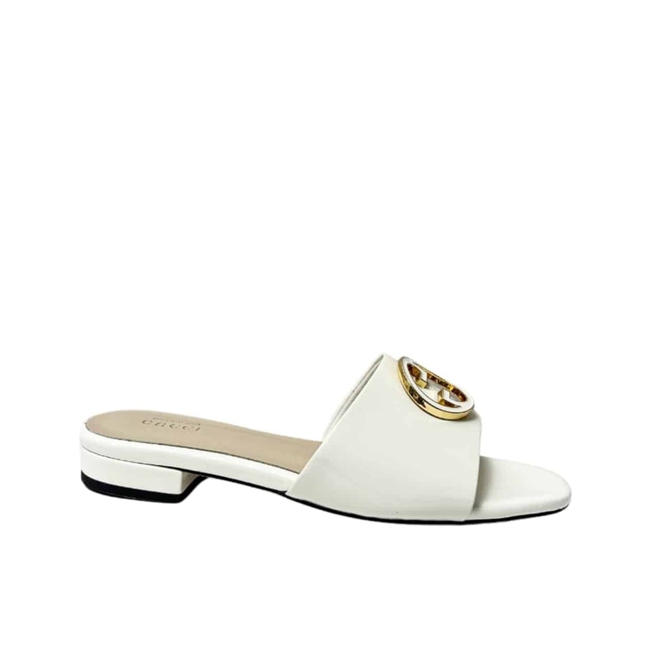 Gucci Women Round Interlocking G Sandal In White view 2