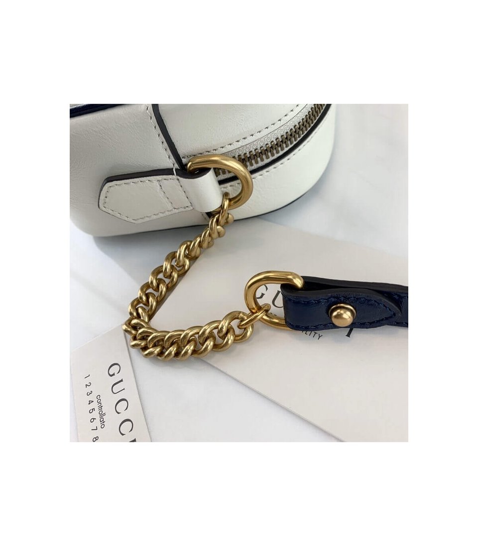 Gucci Diagonal GG Marmont Mini Bag White/Blue view 9