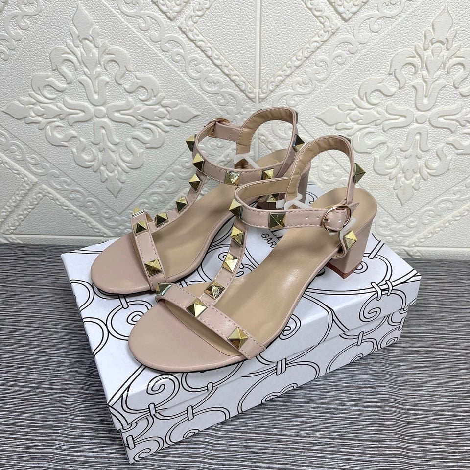 Valentino Garavani Rockstud Calfskin Leather Sandal Beige view 8