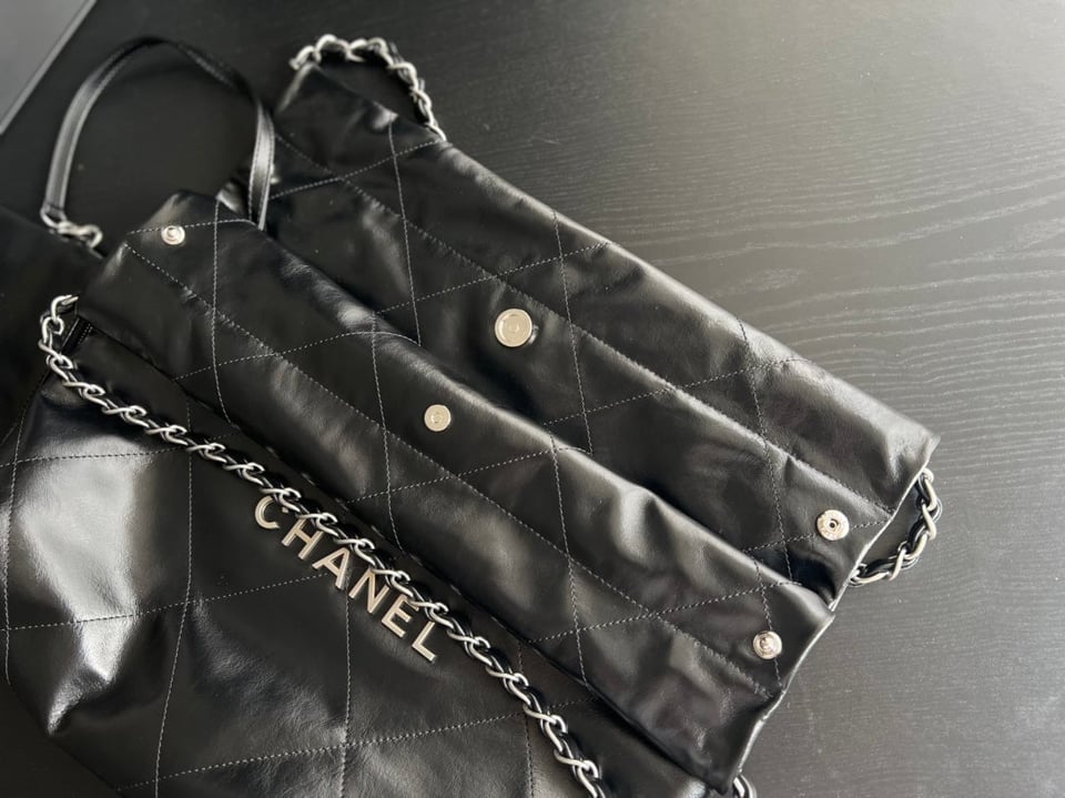 Chanel Hobo Bag 22 Black Lambskin Silver Hardware view 4