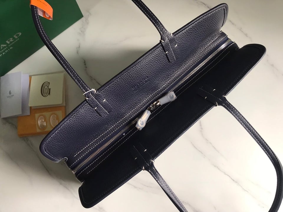 Goyard Hardy Pm Bag 40 Cm Navy Blue Goyardine Canvas And Black Taurillon Leather Trim view 10
