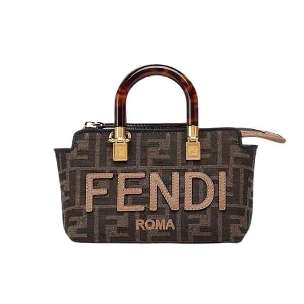 Fendi By The Way Small Ff Fabric Boston Bag Brown 17Cm 8Bs067Anx0F1Lmn view 2