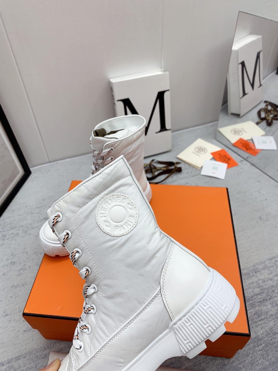 Hermes Fresh Ankle Boots White view 3