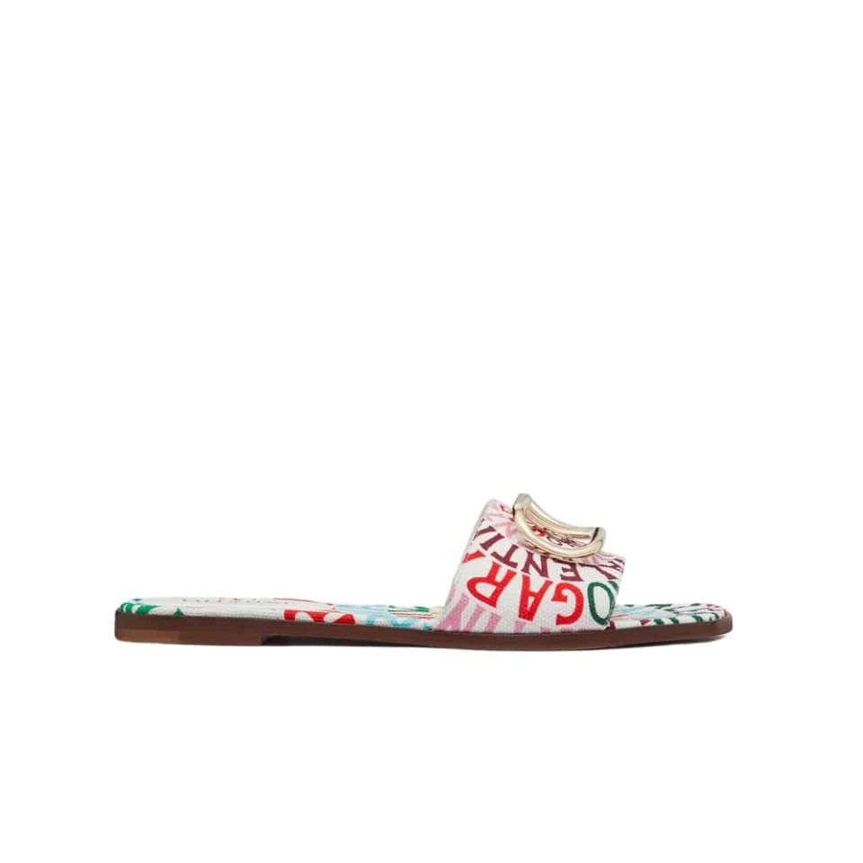 Valentino Garavani Escape Slide Sandal In Canvas With Valentino Loop Print Ws0Bd5Ful Qd7 view 2