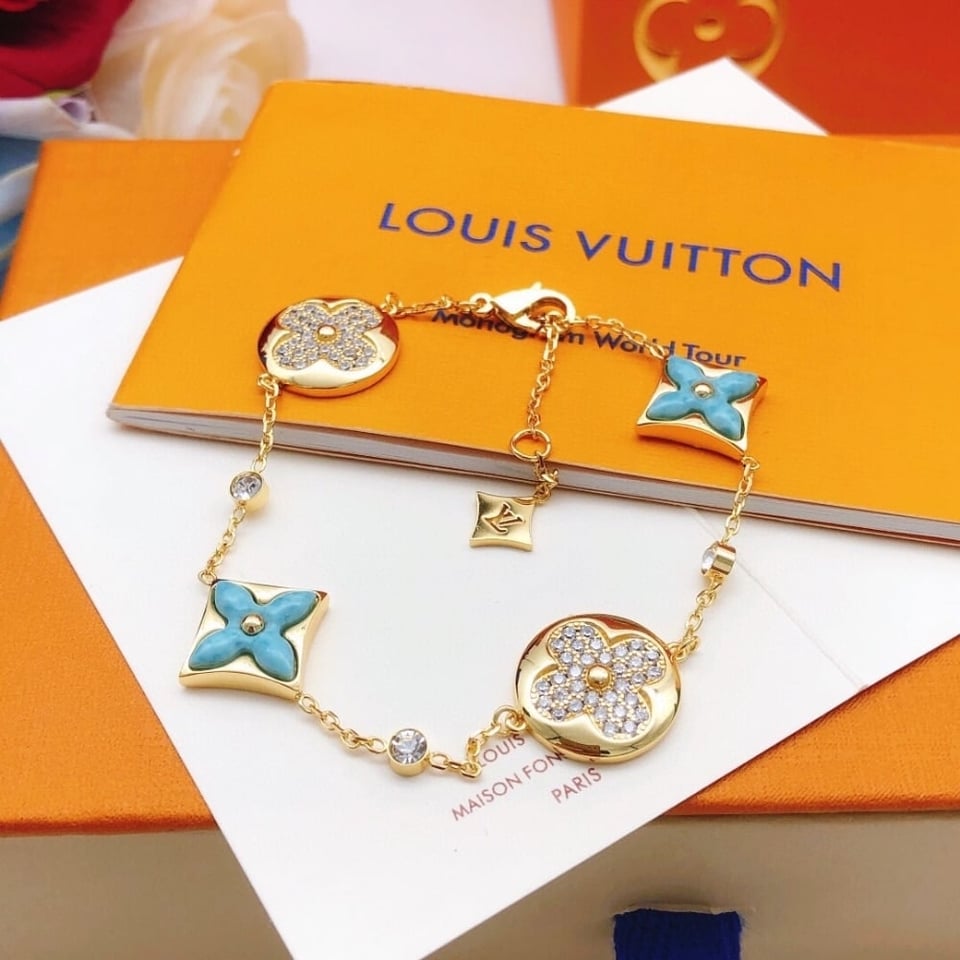 Louis Vuitton Color Blossom Bb Bracelet Gold Tone With Blue Q05979 view 2