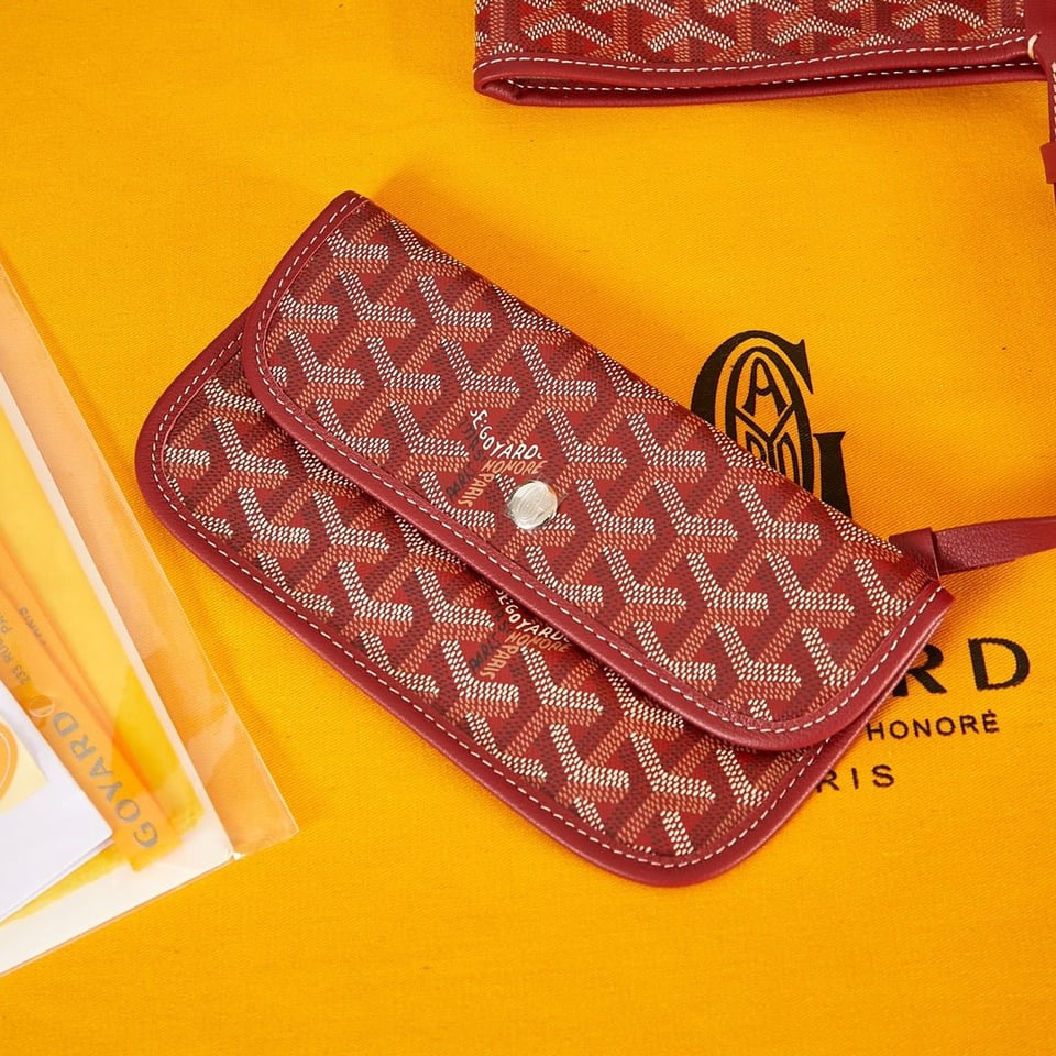 Goyard Saint Louis Pm 34Cm Dark Red Canvas Chevroches Calfskin view 3