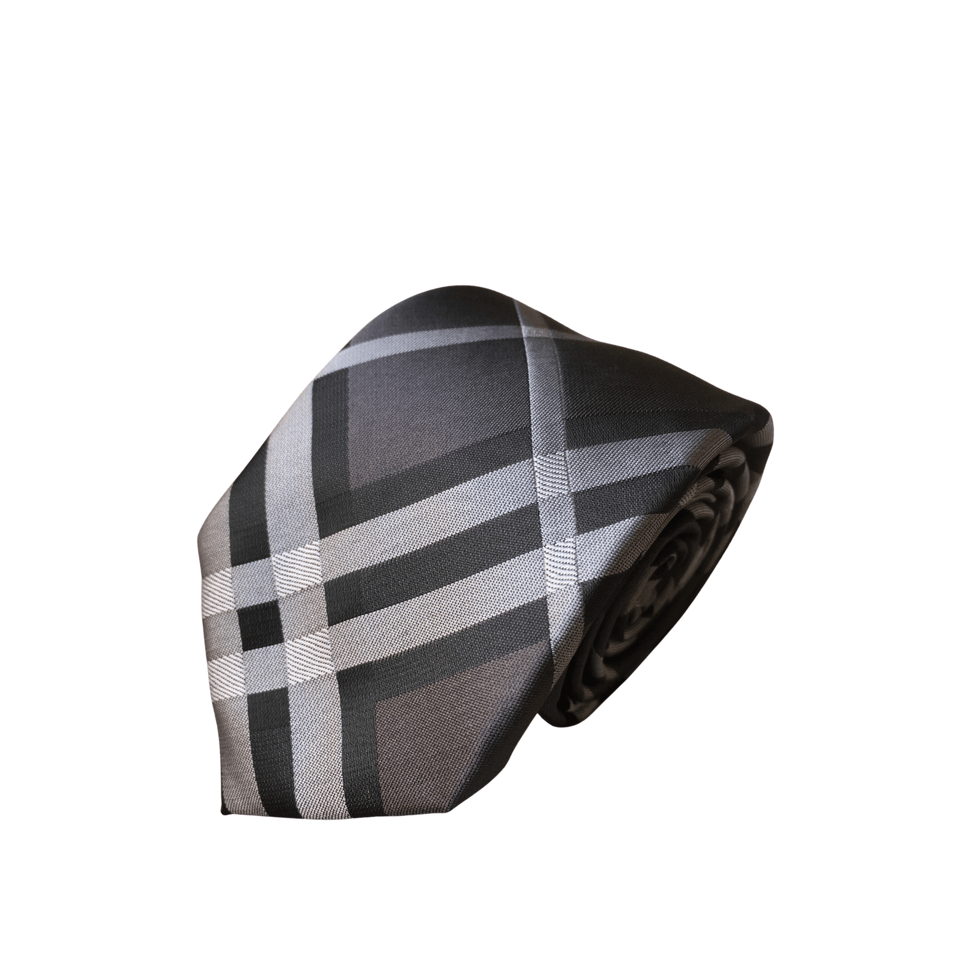 Burberry Grey Luxe Check Silk Tie For Men view 2