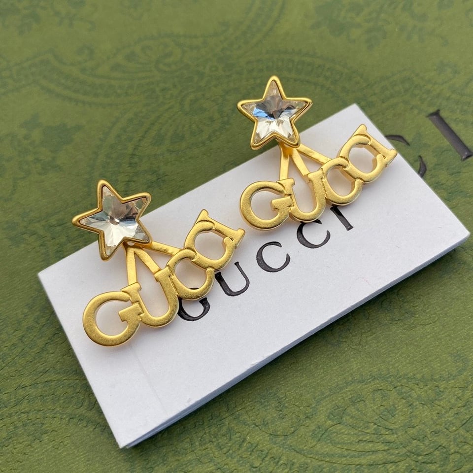 Gucci Crystal Star Gold Earrings 679076 J1D50 8031 view 2