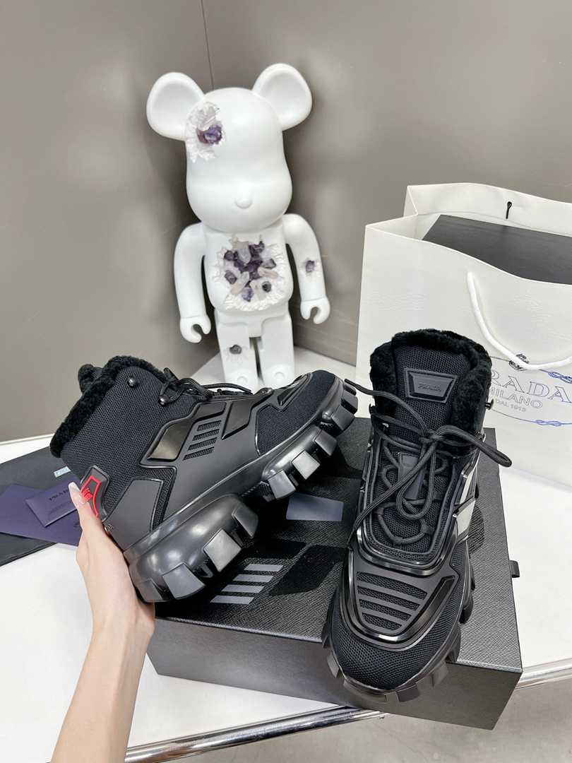 Prada Cloudbust Thunder High Top Sneakers Black view 6