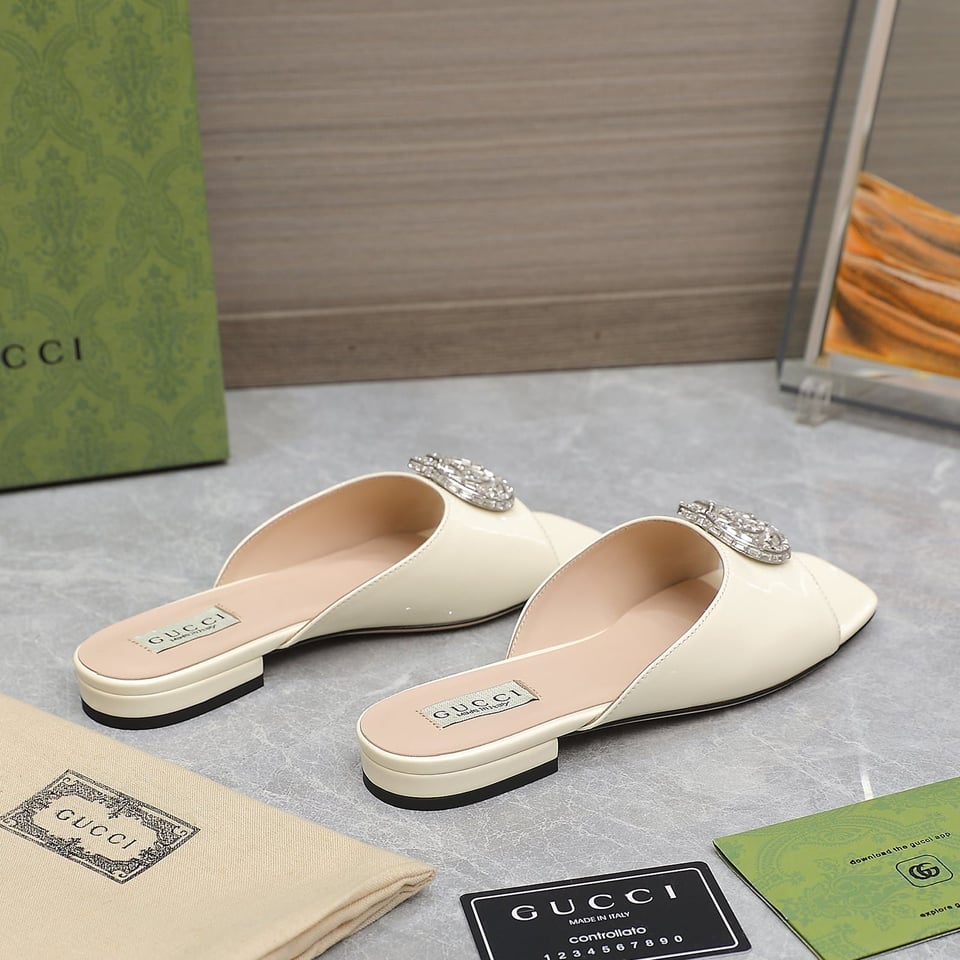 Gucci Gg Crystal Slippers White view 6