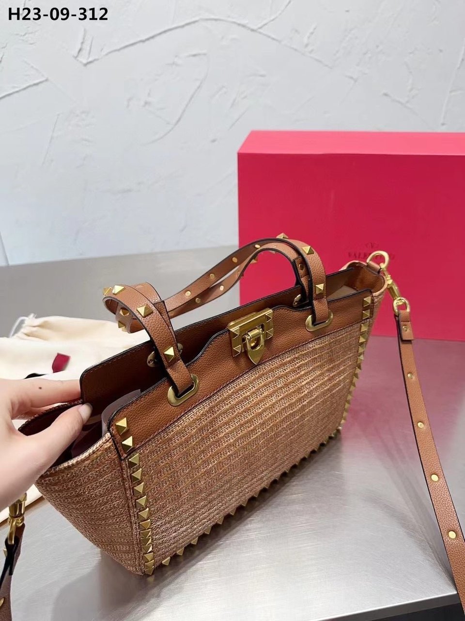 Valentino Rockstud Tote Bag Brown 28Cm view 8