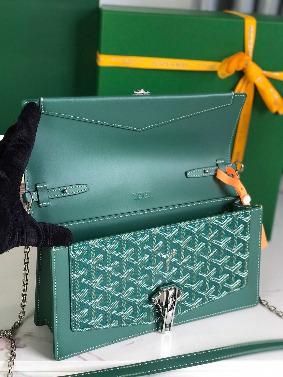 Goyard Duchesse Marie-Caroline Bag 25 Cm Green Goyardine Canvas And Smooth Calfskin view 7