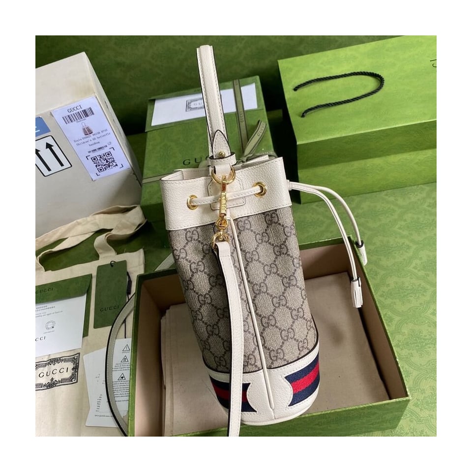 Gucci Ophidia Small GG Bucket Bag White view 5