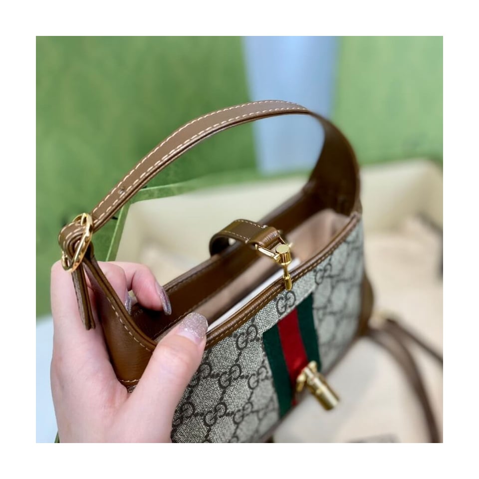 Gucci Jackie 1961 Mini Shoulder Bag in GG Canvas 19cm view 11
