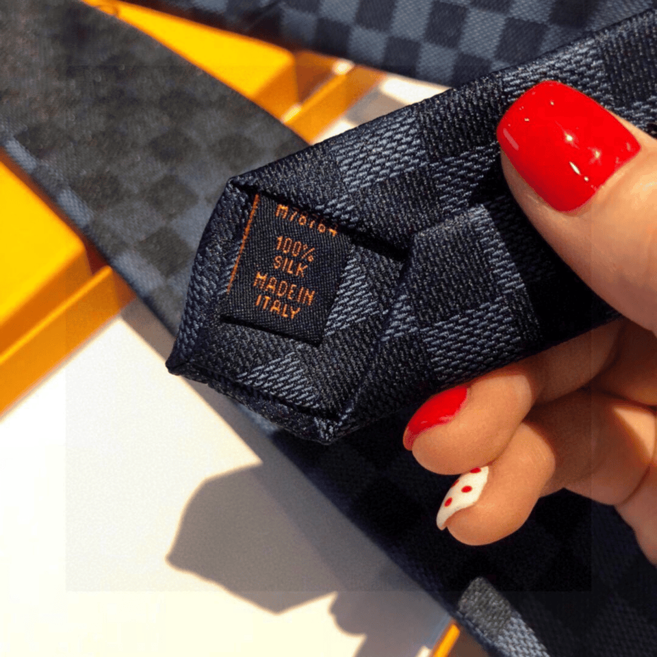 Louis Vuitton Blue Damier Silk Tie For Men view 9