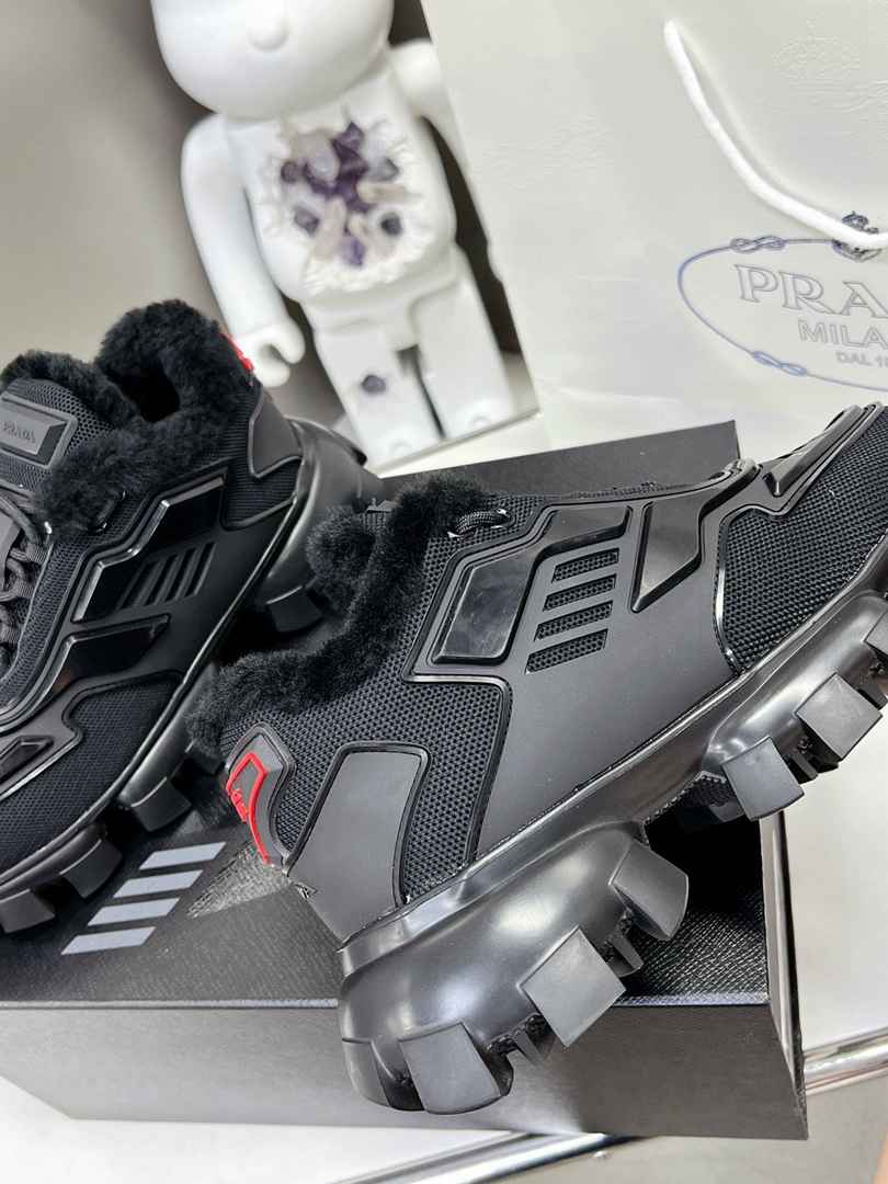 Prada Cloudbust Thunder Technical Fabric Sneakers Black view 6