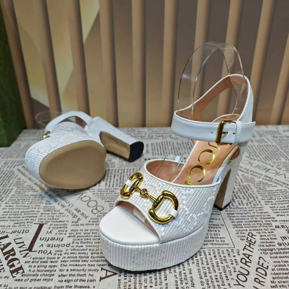 Gucci Horsebit Platform Sandal Gg Embellished ?White view 11