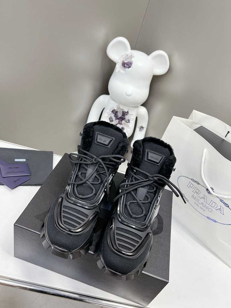 Prada Cloudbust Thunder High Top Sneakers Black view 8